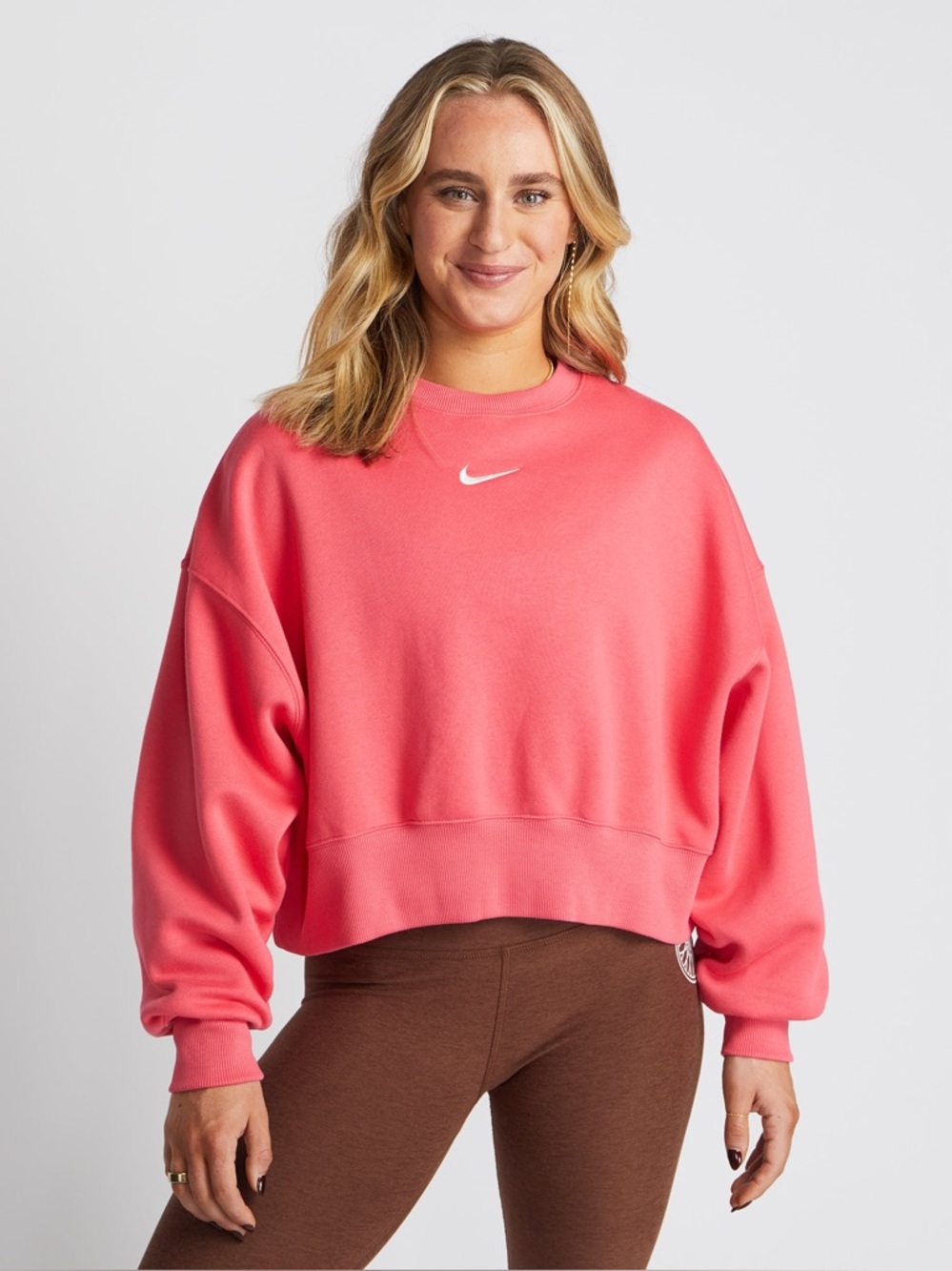 SoulCycle Nike Over Over Sized Cropped Crewneck Sweatshirt in Pink